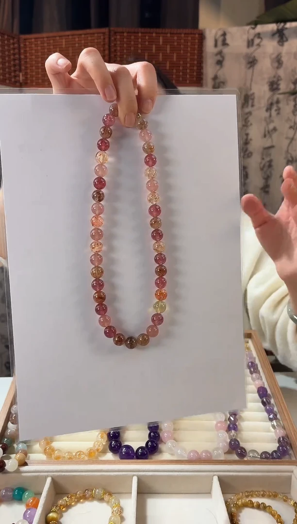 颈饰未镶嵌水晶雪姐草莓晶黑金超七项链