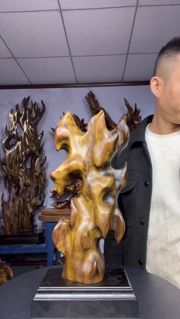 金丝楠木雕款微**梦金丝楠木工艺品摆件