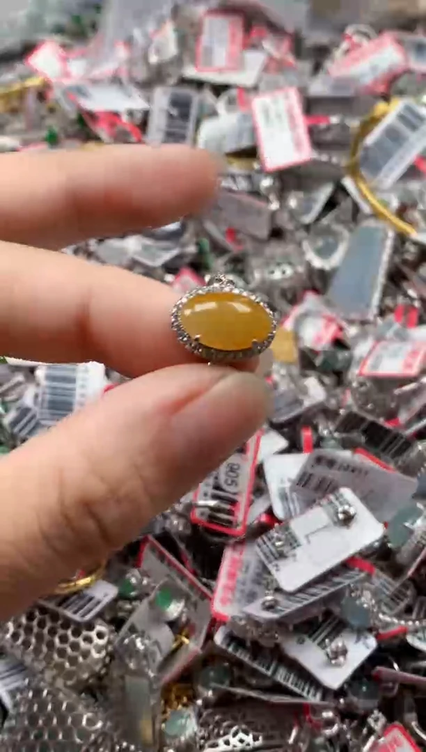 银S925镶嵌戒指翡翠天然A货缅甸翡翠