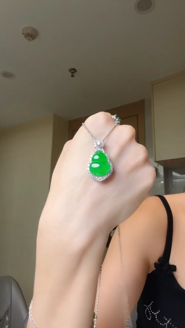 翡翠银S925镶嵌吊坠(不含链)天然翡翠吊坠