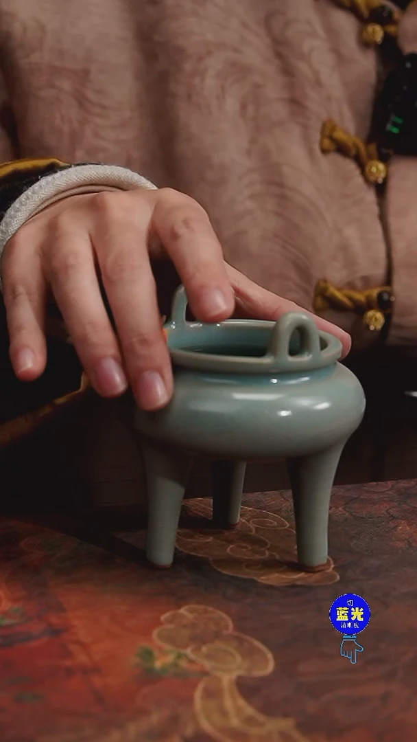 摆件瓷瑕（口沿缩釉）清凉寺原矿釉高足充耳炉