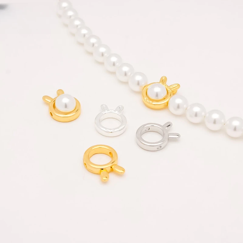 V.FEEL14K包金双孔兔子圆环套珠圈手工diy珍珠饰品包珠环配件材料