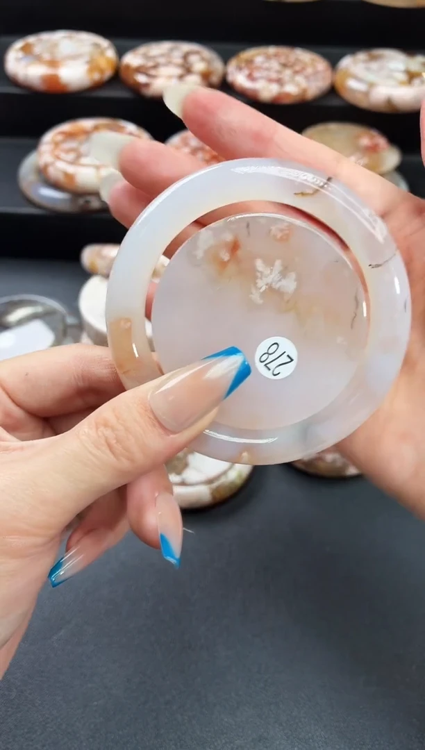 手镯玛瑙/玉髓未镶嵌石英质玉55圈55/56带(赠送镯心)