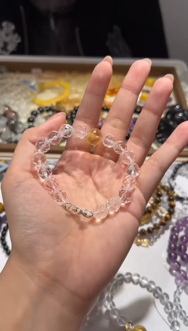 【闪购商品】水晶戒指未镶嵌9mm白水晶diy黄水