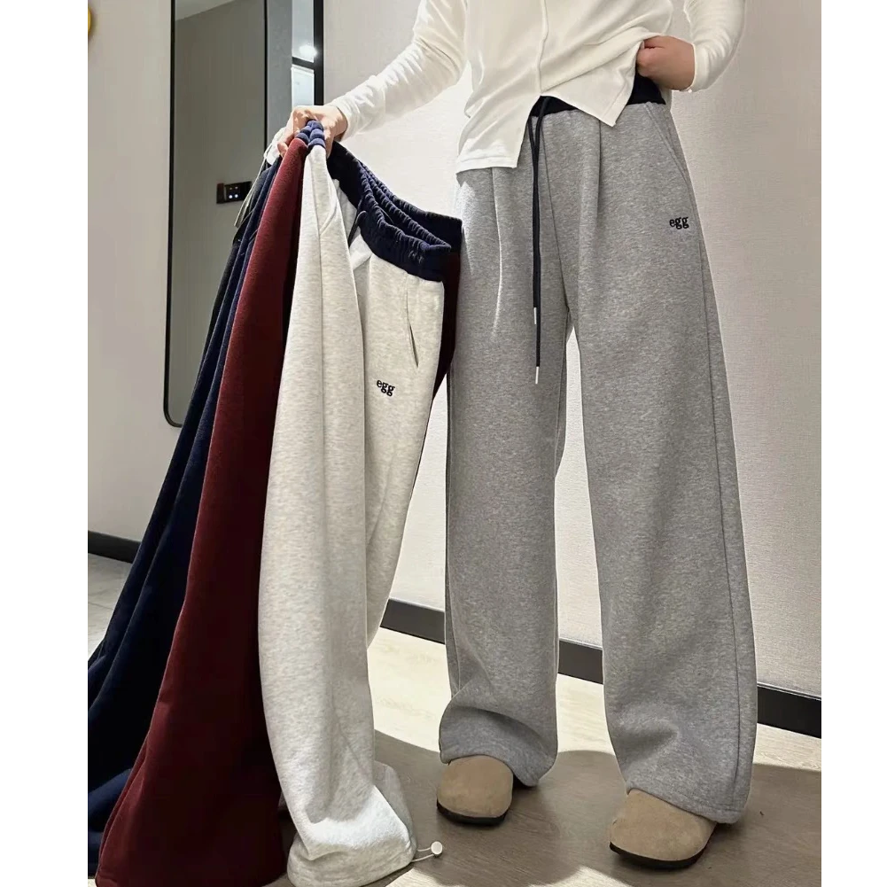 【TH】春秋新款宽松显瘦百搭时尚韩系撞色腰抽绳两穿运动裤(鸡蛋裤)