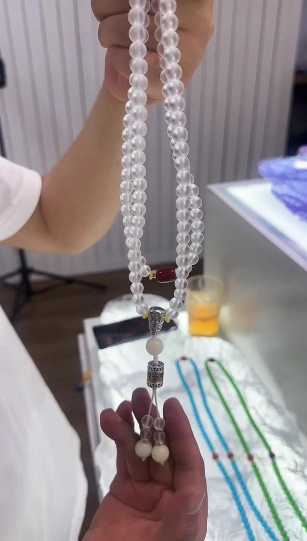 手工艺品琉璃古法琉璃108颗珠白色