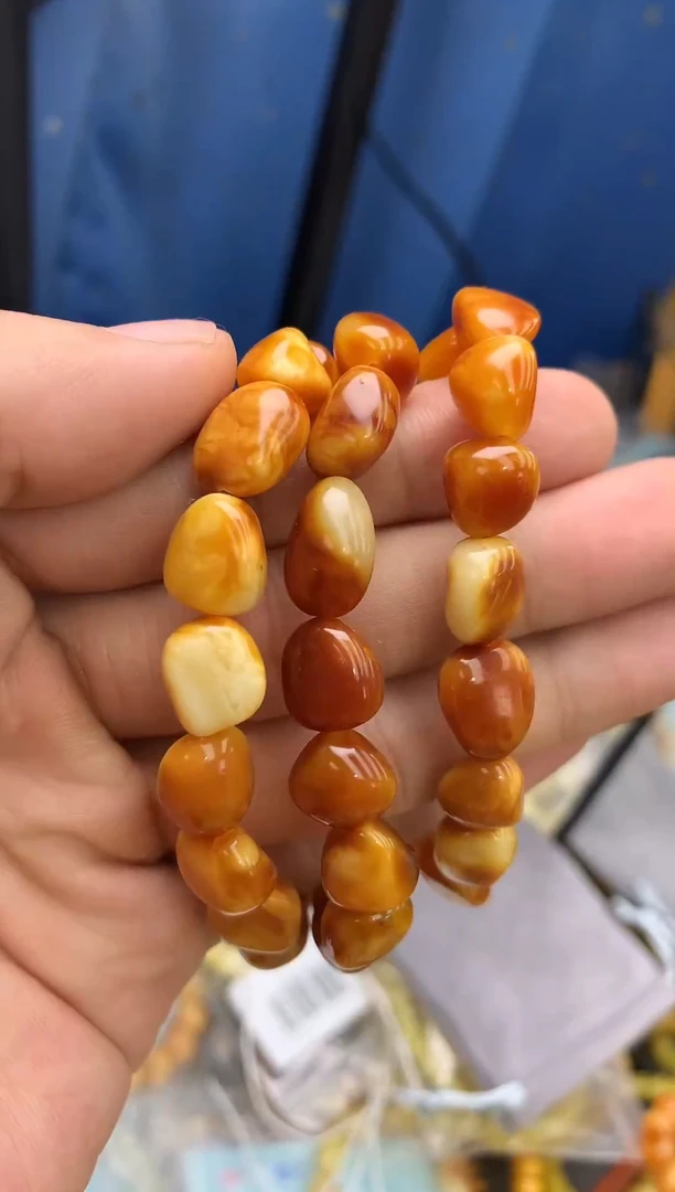 裸石蜜蜡未镶嵌手串多样性发其一