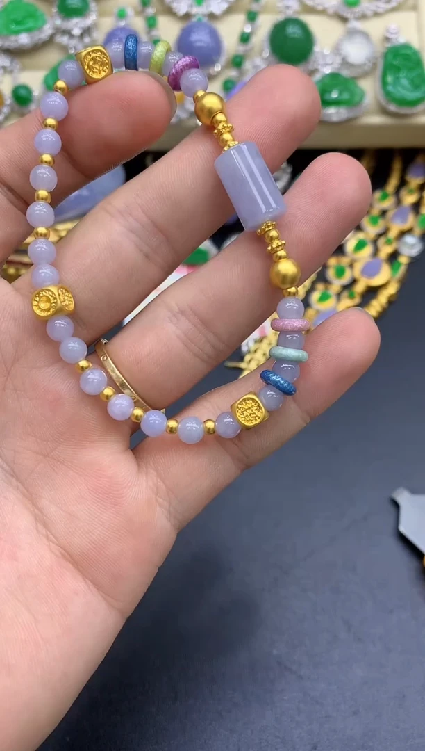 足金镶嵌手链翡翠265-中国好珍宝