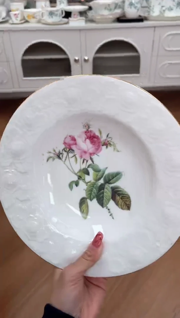 【闪购商品】碗玫瑰高骨骨瓷9寸盘