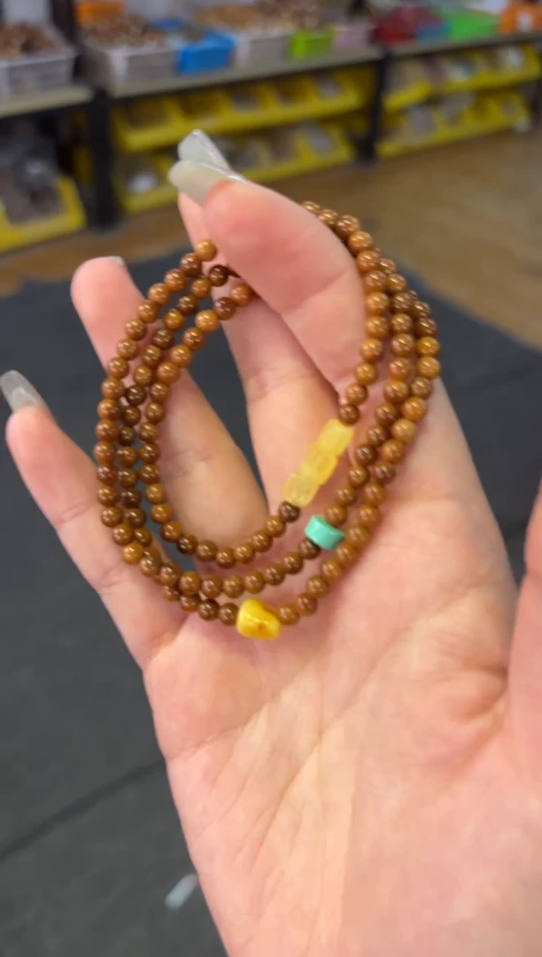 【闪购商品】蜜蜡手链未镶嵌 4mm库克蜜蜡设计款三圈