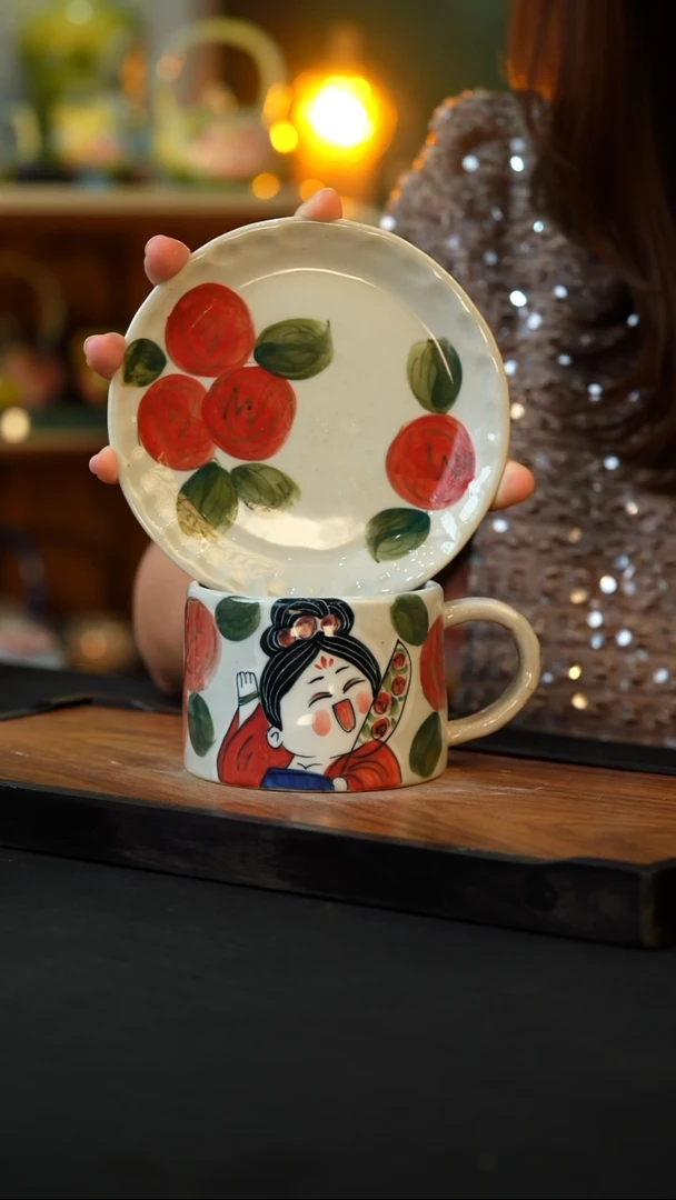 杯手绘心瓷陶瓷浮力