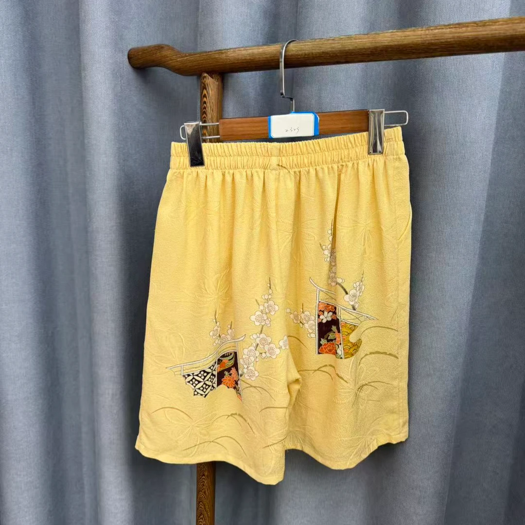 秋季新款简约百搭宽松桑蚕丝直筒短裤女Z323