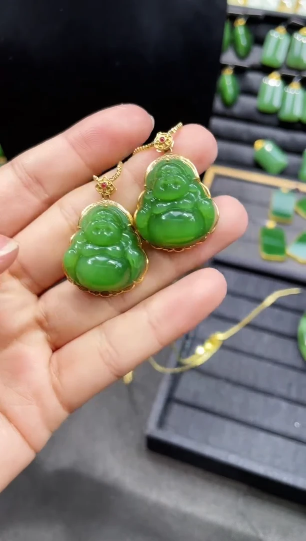 【闪购商品】和田玉吊坠18K金镶嵌26MM 多样性发一