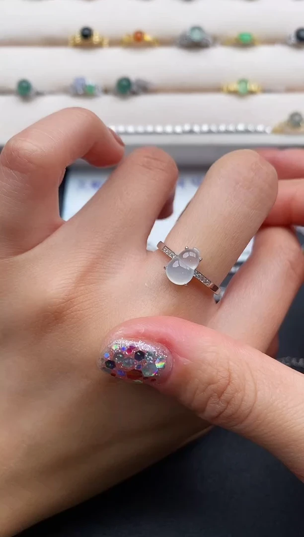 银S925镶嵌戒指翡翠3333333+7