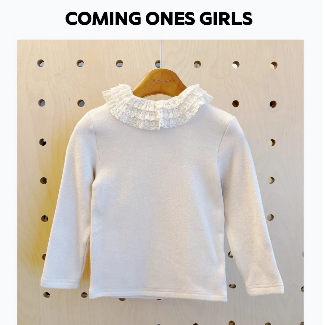 逸朵美芽COMINGONES女童年服拜年儿童花边半高领打底D2-58260