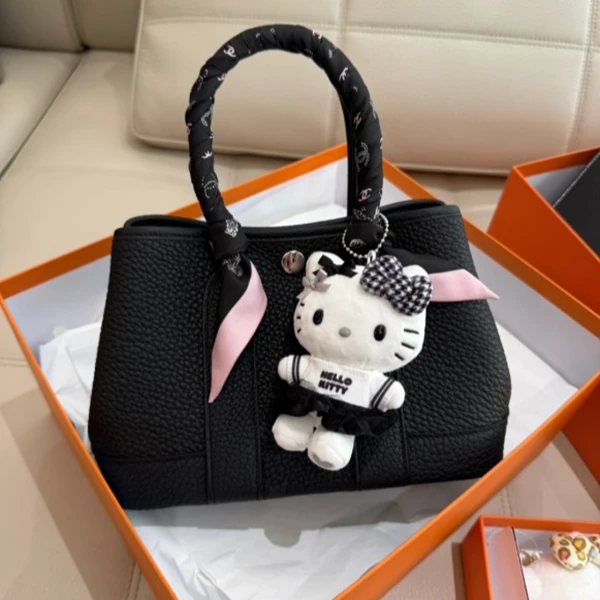 99新 Hermes/爱马仕 小花6珊 花园包 Mini23 黑色 NE皮 W刻 银扣