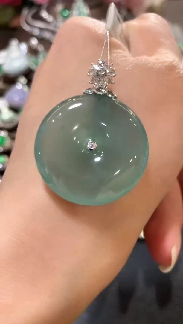 吊坠(不含链)18K金镶嵌翡翠n68