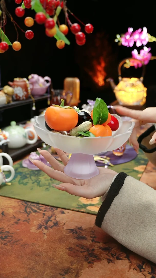 【闪购商品】紫色高足果蝶点心盘