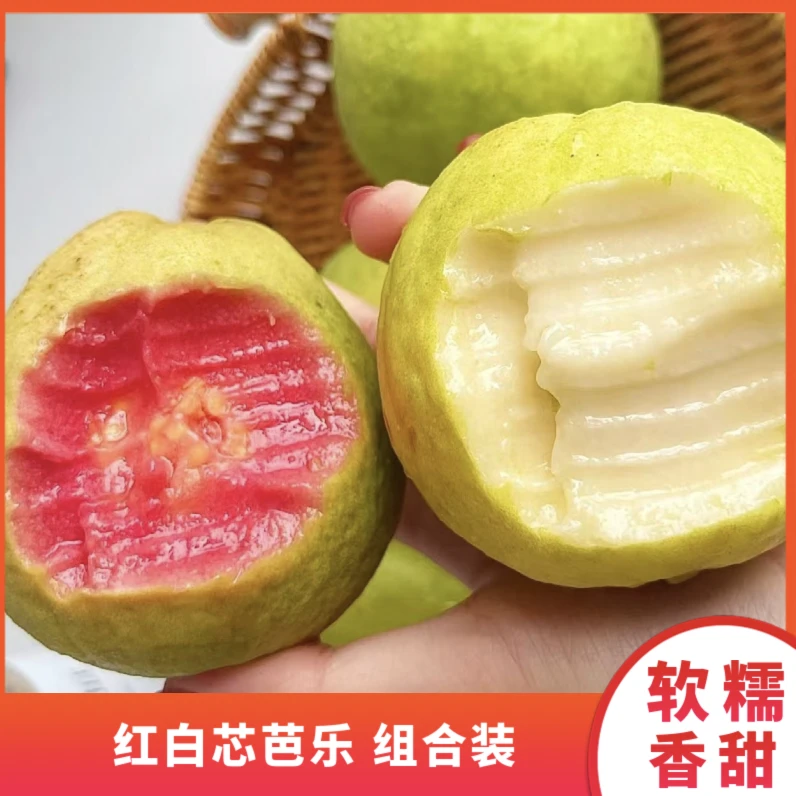 芭乐红心白心双拼新鲜软糯番石榴红白芯巴乐红肉白肉当季奶油水果