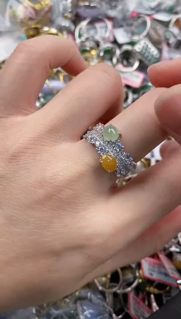 银S925镶嵌戒指翡翠111   1