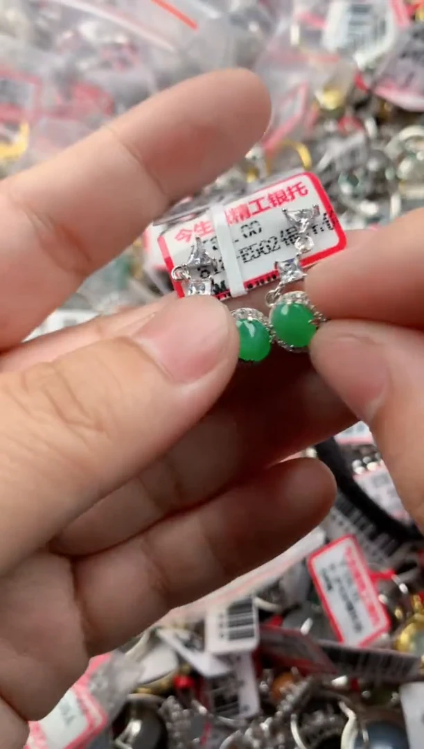 银S925镶嵌戒指翡翠444   5