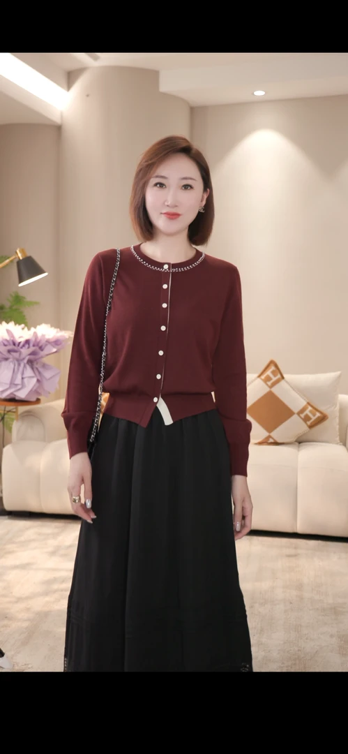 【双姐】针织2025年秋冬季常规保暖钉珠毛针织衫女装JH11393