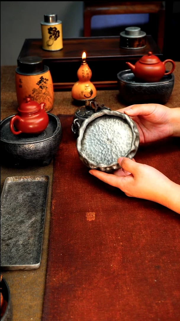 9355纯锡壶承直径11高2