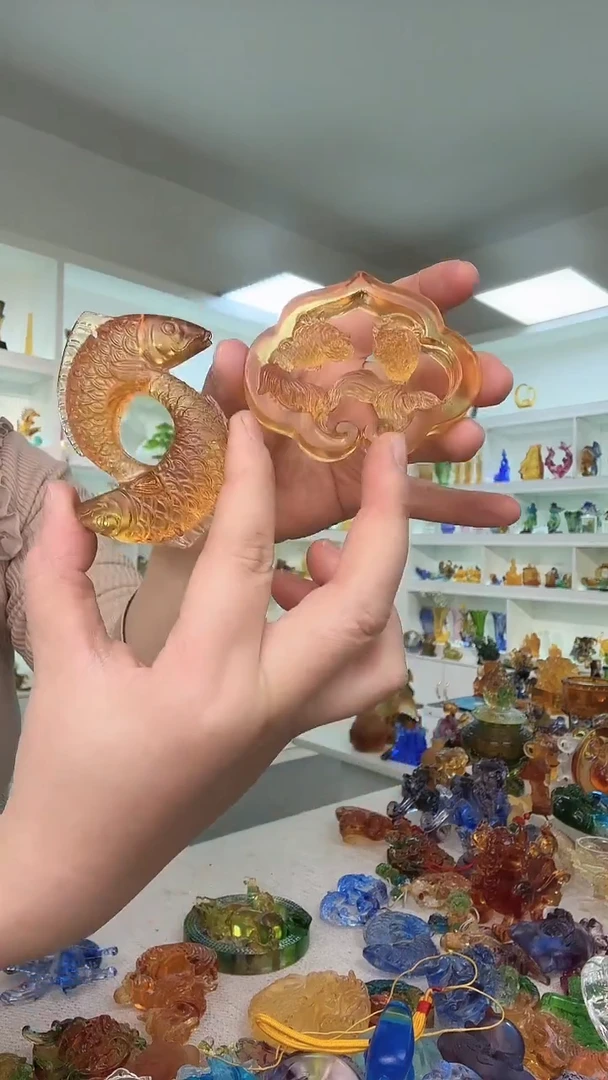 手工艺品琉璃双鱼+锦鲤
