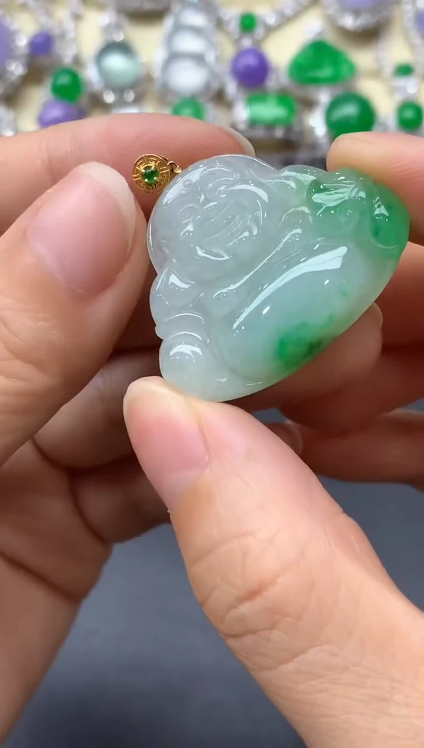 颈饰18K金镶嵌翡翠202-中国好珍宝