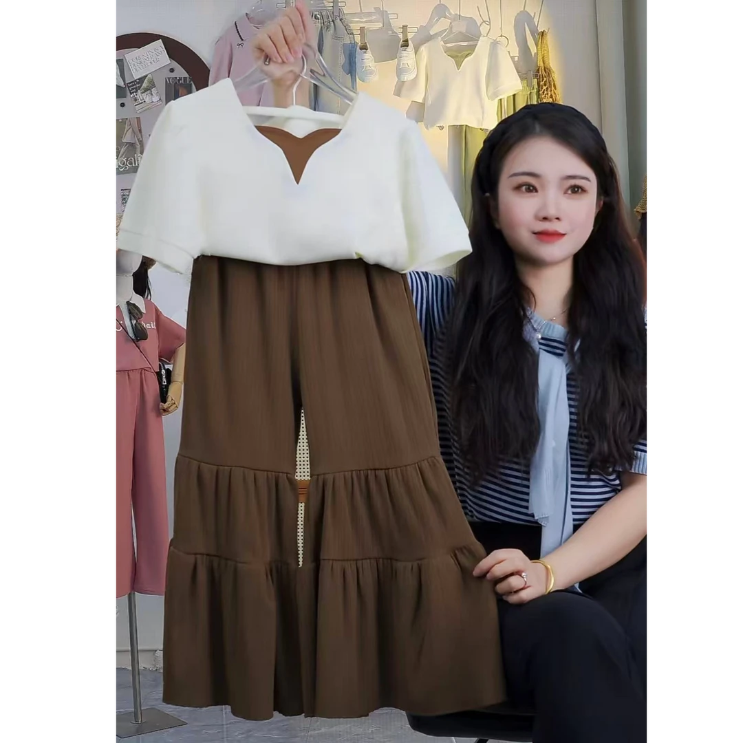 女大童夏装喇叭裤套装2025新款韩版时髦网红洋气短款上衣两件套潮