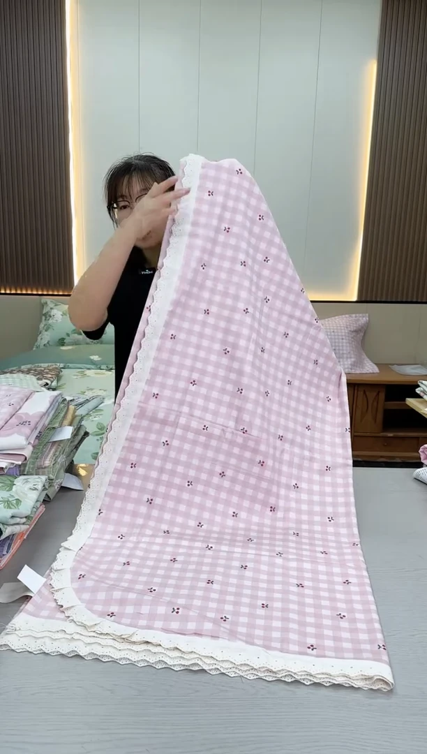 棉棉全棉床单2.5*2.4米 粉樱桃床单-10