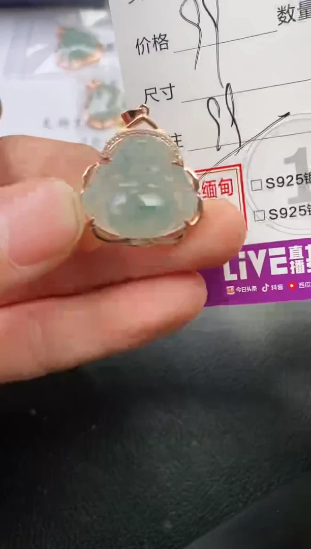 颈饰银S925镶嵌翡翠(****光挂件