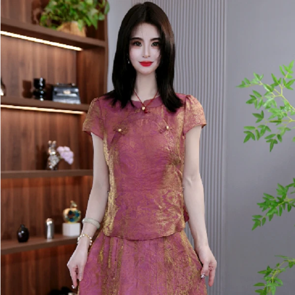 夏季新中式国风气质新款别致绝美时尚套装两件套M-4XL