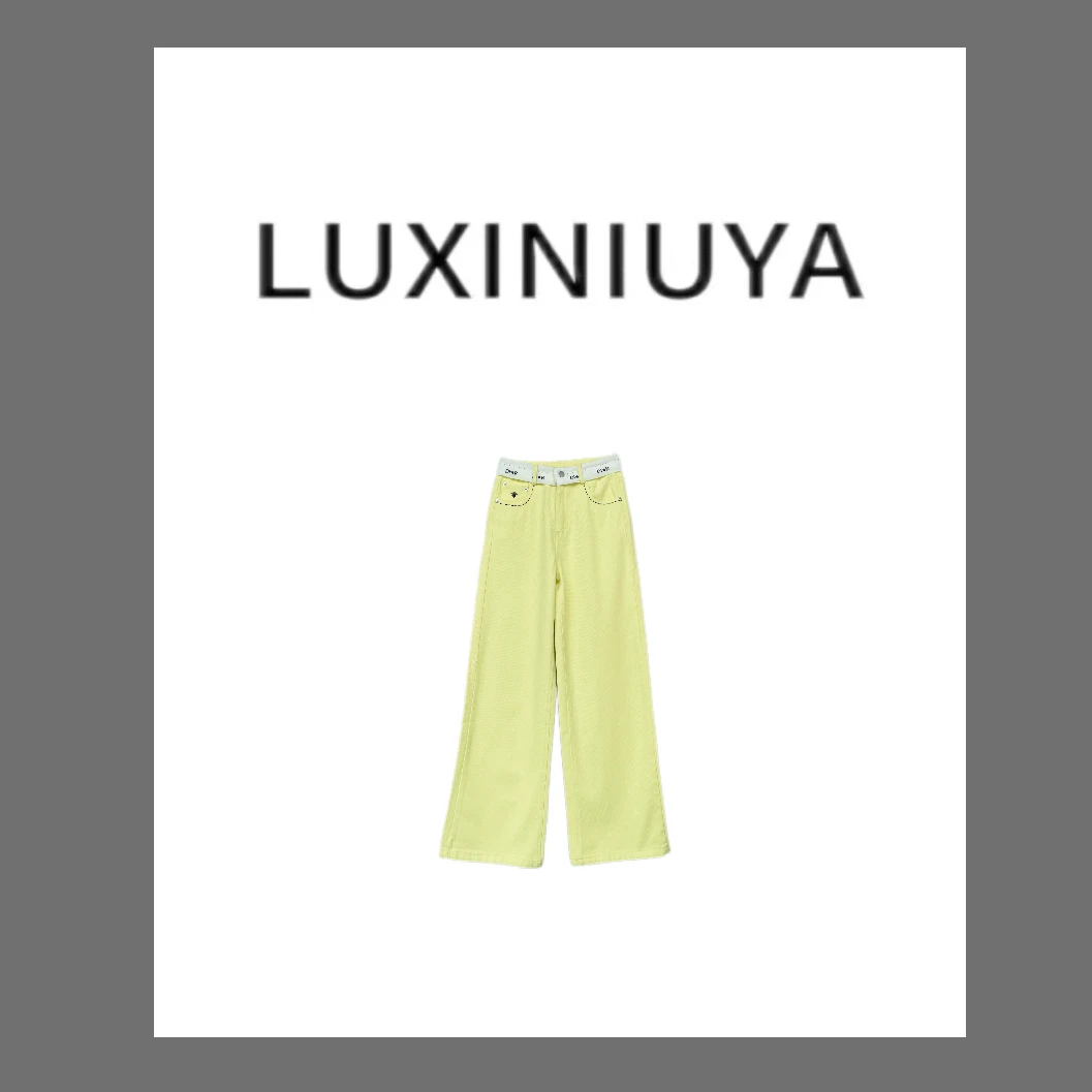 【LUXINIUYA】超模小腰精 新款高腰爆款显瘦窄版牛仔裤#CX2777