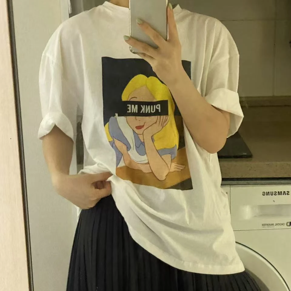 韩国东大门正品女装时尚卡通公主印花T恤022613（NO退NO换）