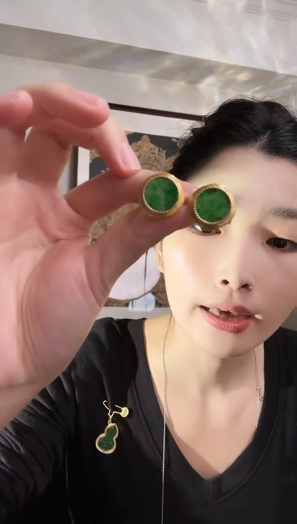 银S925镶嵌翡翠耳饰耳饰