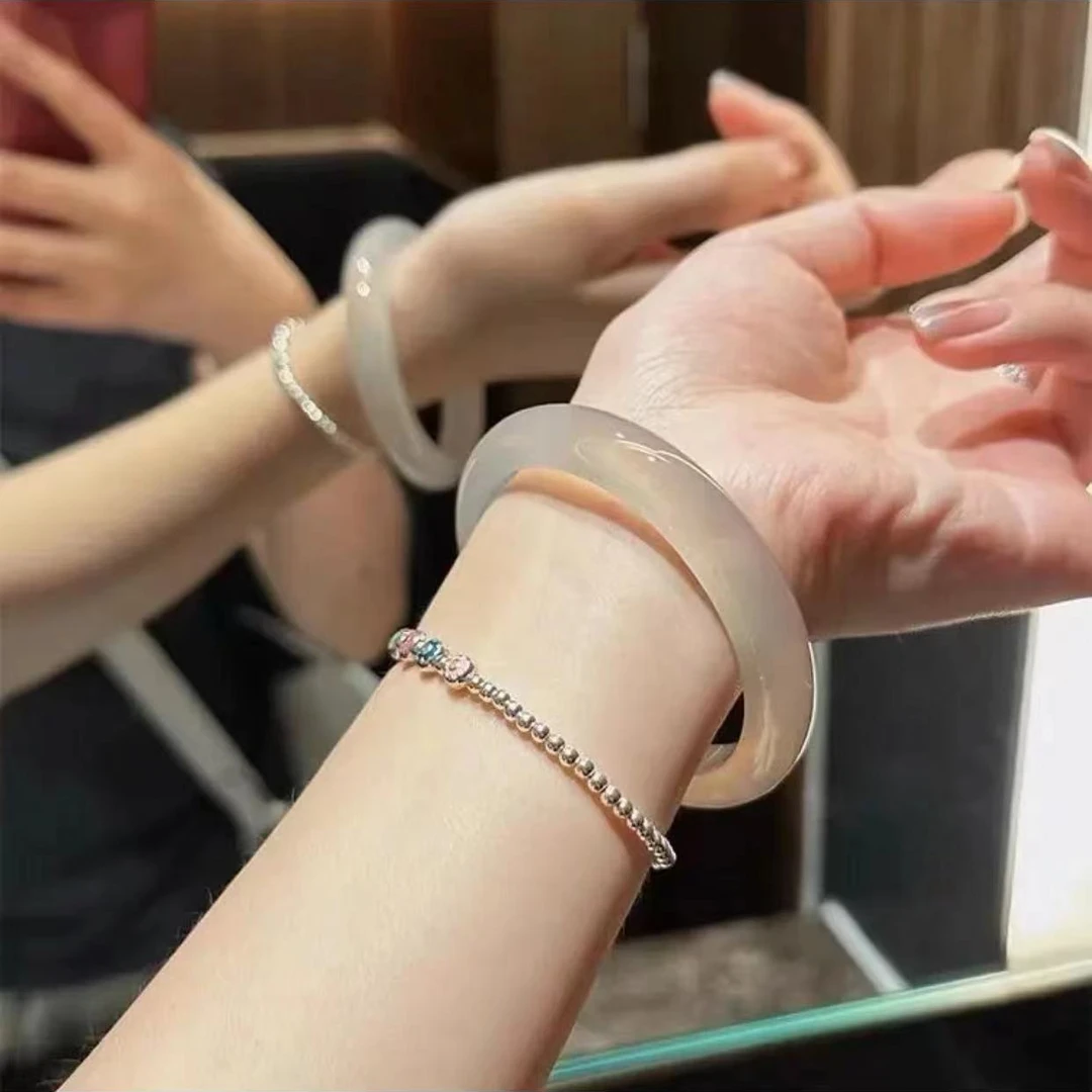 天然玛瑙玉髓香槟金-白月光