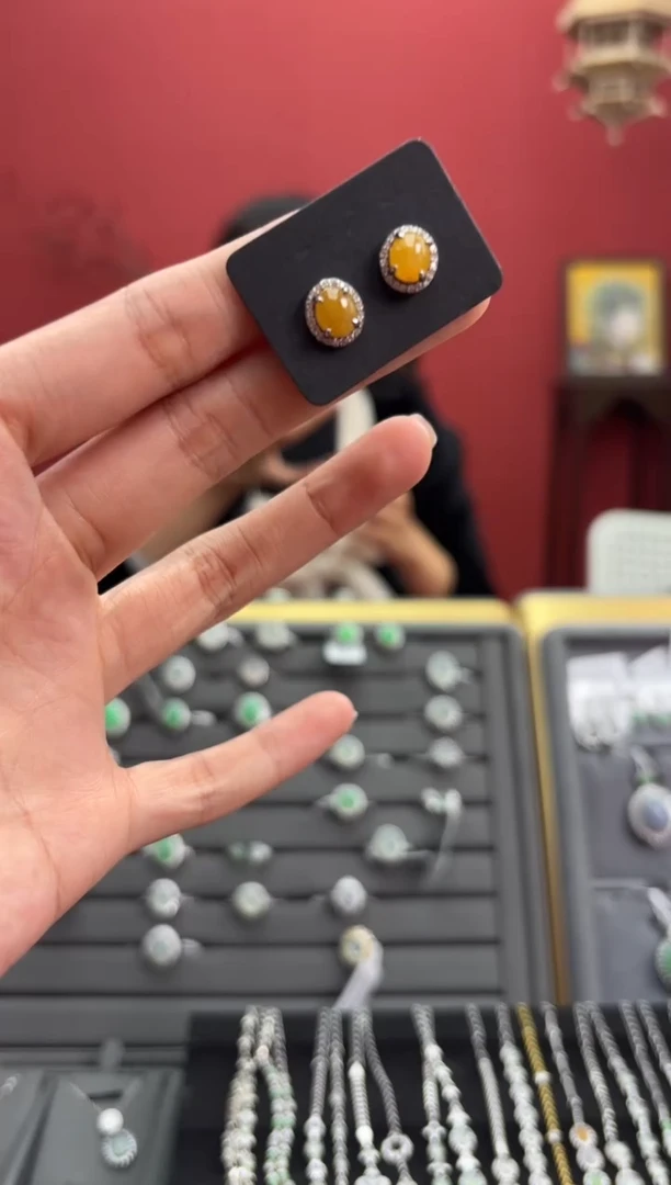 【闪购商品】翡翠耳环银S925镶嵌530703/耳钉