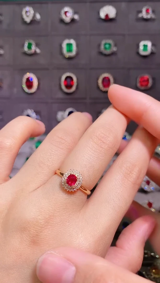 【闪购商品】红宝石18k金戒指18K金镶嵌1