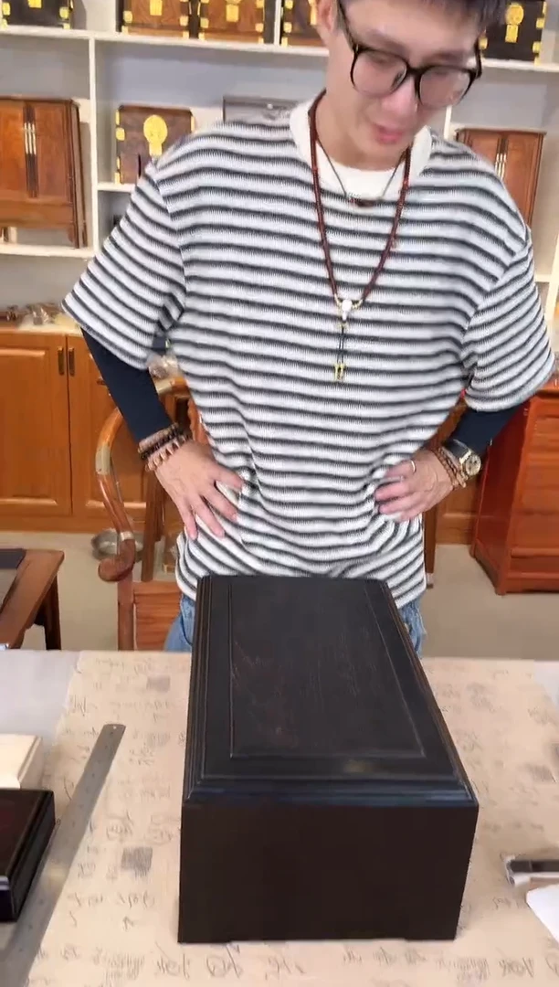 木小叶紫檀 三层抽拉首饰盒42*26*18瑕疵