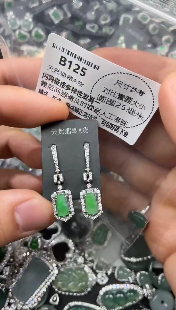 颈饰未镶嵌翡翠B125耳钉