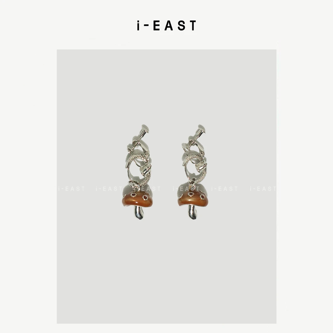 钛钢耳饰  i-EAST  蘑菇与~ 蘑菇耳环-5C PS7738