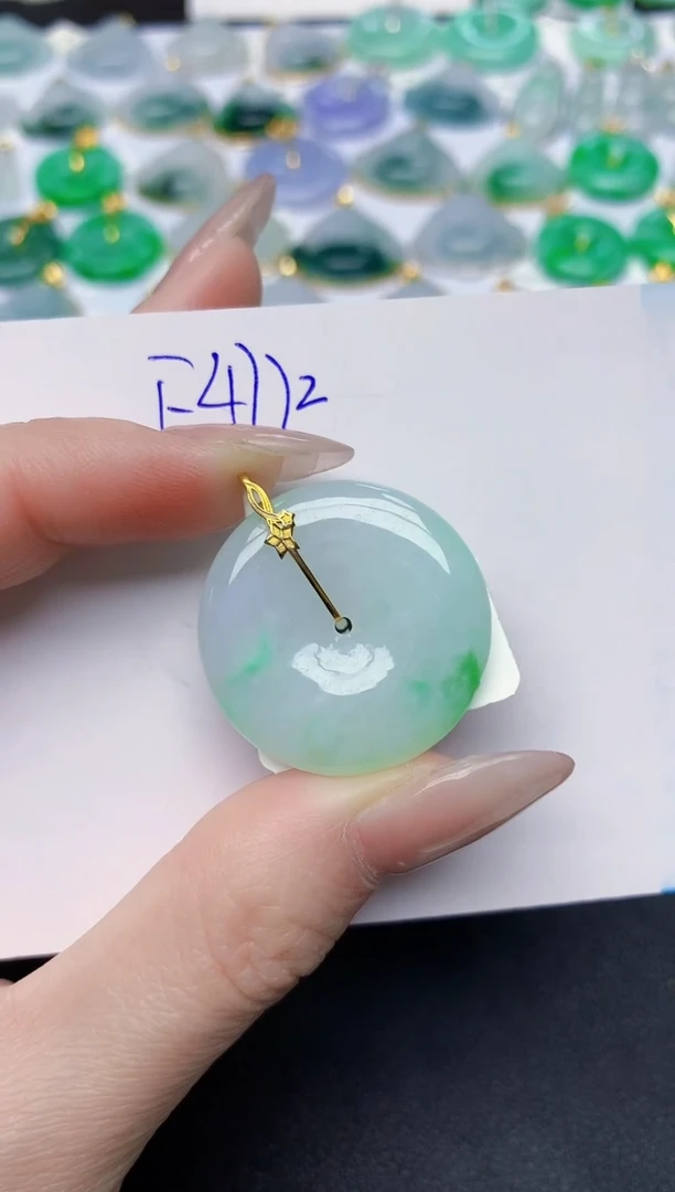 颈饰18K金镶嵌翡翠天然缅甸A货翡翠百元以上9元证书费自理