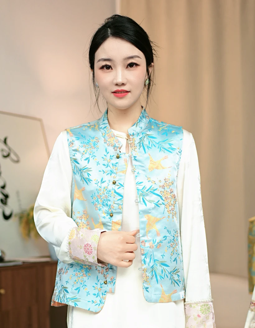 CHUNTIAN【南燕】新中式宋锦提花双面双穿马甲