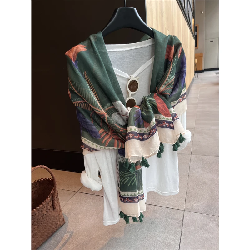 culv丝巾女夏季时尚百搭装饰长条纱巾遮阳手感旅游沙滩巾防晒披肩