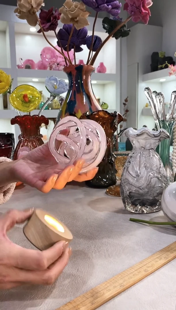 ●****а慕忆家手作琉璃花瓶粉色