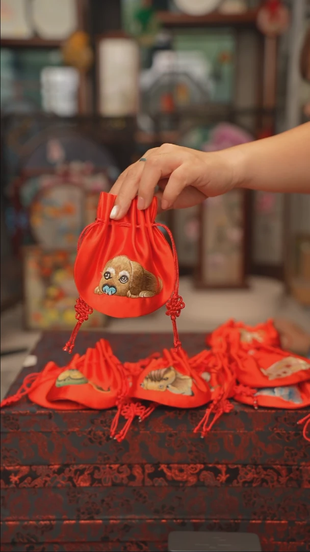 扇子包包 绣花双面非遗