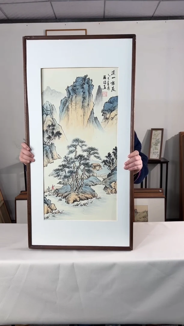 国画手绘*溪山访友*47*92cm