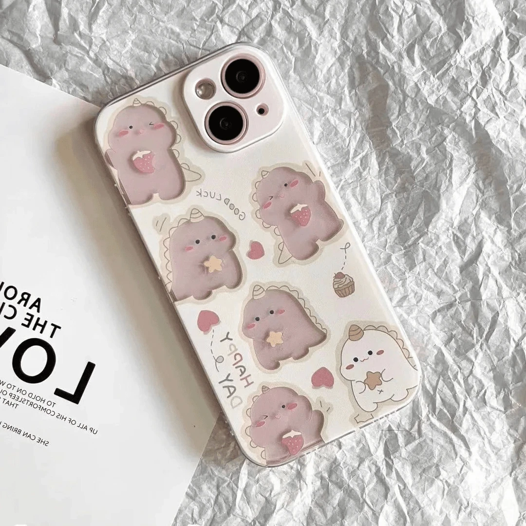 KEWU镂空草莓星星恐龙适用iPhone16/15手机壳14华为vivo小米oppo