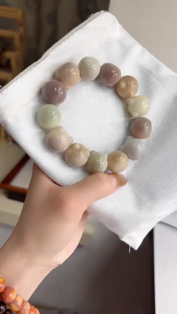 手串菩提根/象牙果沐t84干磨横孔猫猫头18mm手串